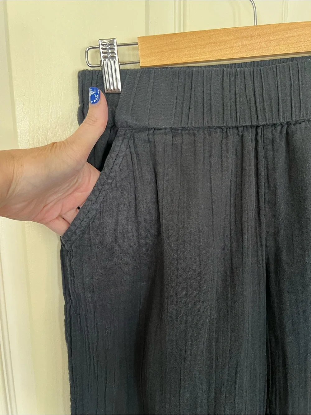 Pact Organic Cotton Gauze Wide Leg Pants Black M Side Slit